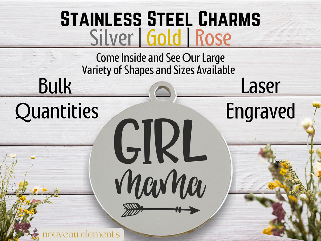 Girl Mama Laser Engraved Stainless Steel Charm