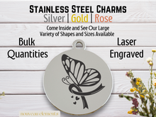 Load image into Gallery viewer, Butterfly Cancer Awareness Ribbon Laser Engraved Stainless Steel Charm
