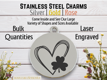 Load image into Gallery viewer, Shamrock Heart Laser Engraved Stainless Steel Charm
