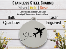Load image into Gallery viewer, Airplane Contrails Laser Engraved Stainless Steel Charm
