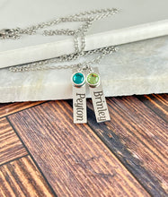 Load image into Gallery viewer, Engraved Name &amp; Birthstone Stainless Steel Necklace
